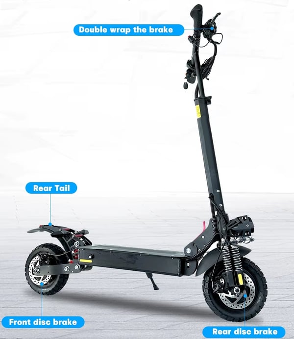 2400W-48V-21Ah elektrisk skoter med dubbla motorer, hopfällbar elsparkcykel, elskoter, 60-70km/h, 50-70km räckvidd, 10 tums däck