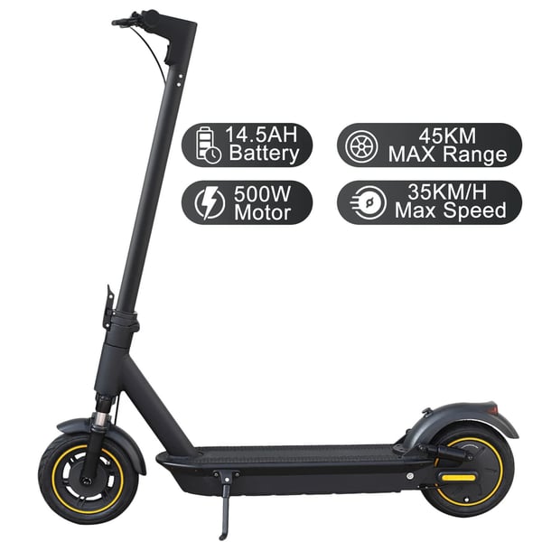 500W 42V 14,5 Ah 35km/h elsparkcykel med 10” däck, vuxen elektrisk skoter, elskoter med dubbla bromsar, 45km räckvidd, stöder APP