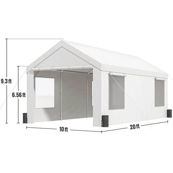 10 x 20 ft kraftig bilkapell för alla årstider, carport, bilgaragetält, stark vindtät, snabb och enkel montering