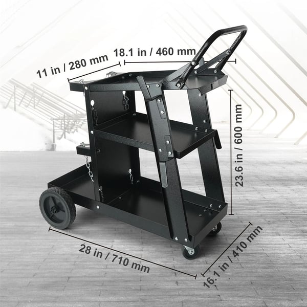 400 lbs lastkapacitet 3-lagers svetsvagn med svängbara hjul och säkerhetskedja, pålitlig och säker, lätt att installera