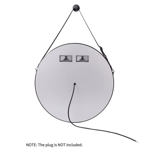 Ø60cm 24W svart rund väggmonterad badrumsspegel med ljus, anti-dimma och dimbar sminkspegel, 3 ljuslägen