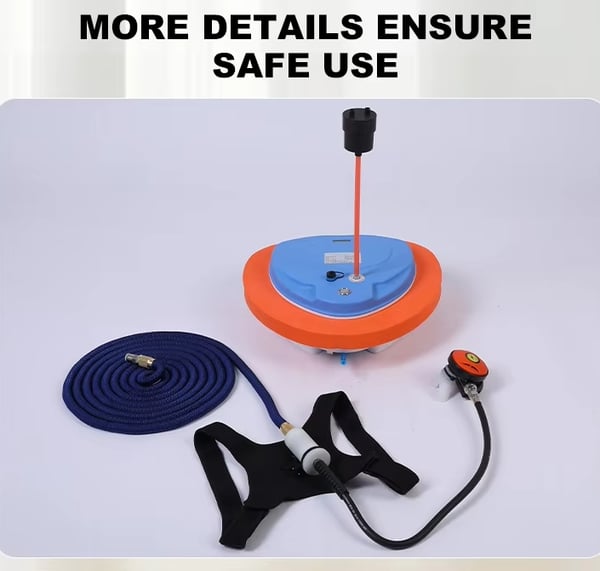 53L/min 5H 10m bärbar tanklös vattentät uppladdningsbar undervattens snorkel, dykning snorkelutrustning, mobil dykventilator