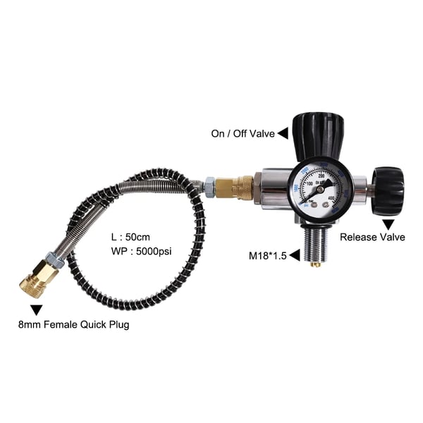300Bar 4,7L kolfibercylinder med ventil, 4500psi högtryckstank för dykning med M18*1,5 gänga