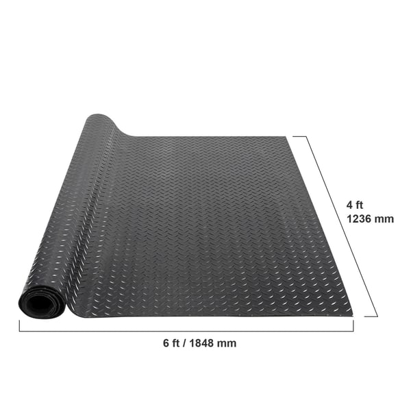 4 x 6 FT diamant-plåt gummi golvrulle, mångsidig garagegolvmatta, vattentät och läckagetät, lätt att rengöra och skära