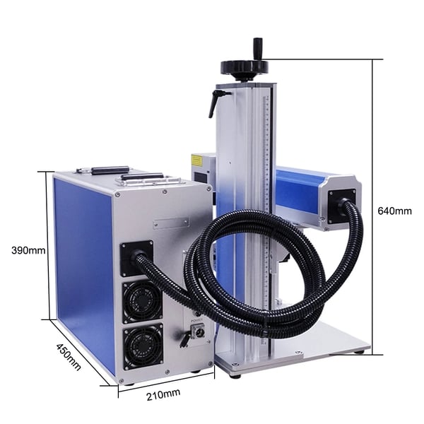 30W 100x100mm fiberlasermärkningsmaskin med 69 roterande enhet för metall- och icke-metallgravering, hög precision