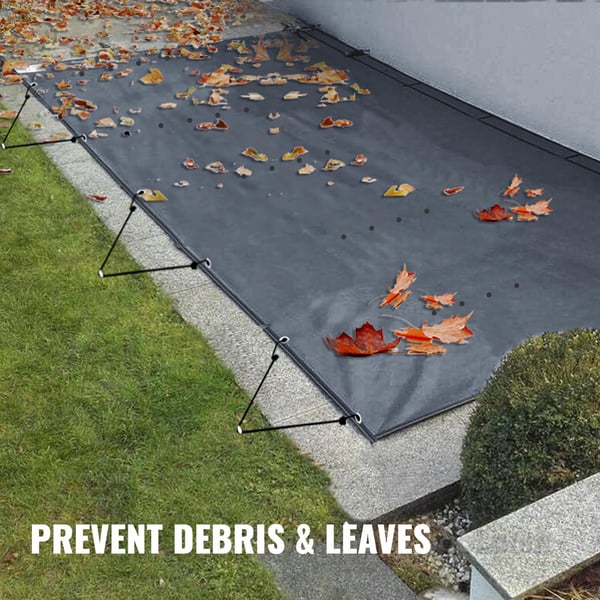 4m x 8m poolskydd, pool säkerhetsskydd, slitstarkt PVC-material, förbättrad säkerhet, skyddad mot skräp och löv, lätt att installera