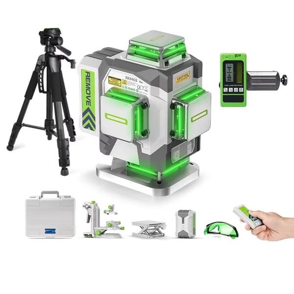 4D 16-linjers professionell högprecisionslasernivå med detektor och stativ, gröna hårkors, automatiskt nivelleringsläge, pulsläge 4D 16-linjers professionell högprecisionslasernivå med detektor och stativ, gröna hårkors, automatiskt nivelleringsläge, pulsläge