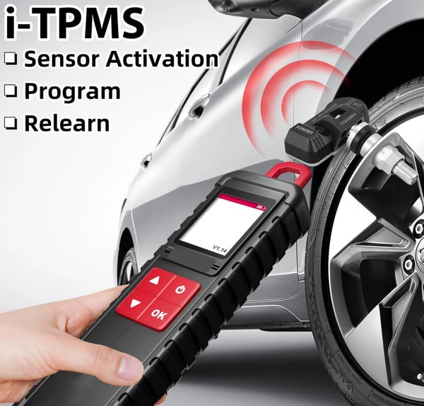 i-TPMS däcktrycksdiagnostikverktyg med 4st RF-sensorer, omfattande funktioner, användarvänligt gränssnitt