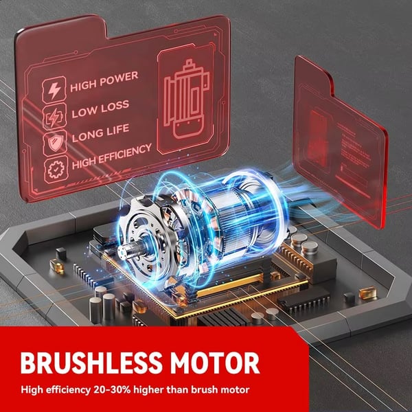 1500W 7200 rpm 1800 Nm multifunktionell borstlös elektrisk slagnyckel med 2 batterier och tillbehör, steglös hastighet