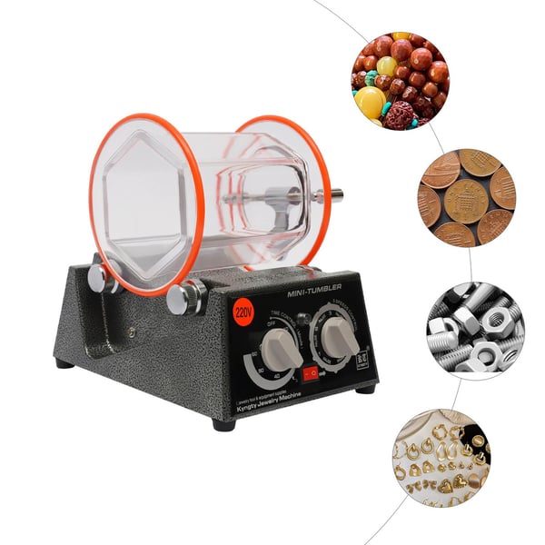 60W 3KG smyckespolerare med glasbehållare och polerkulor, roterande polerare, mini polerare
