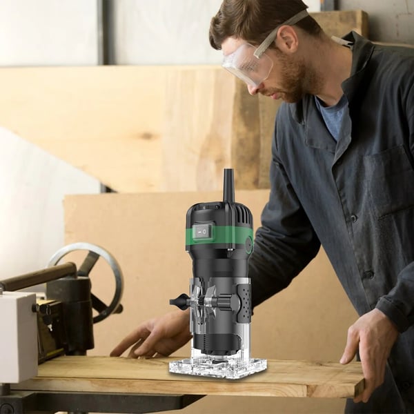 800W 33000 RPM 6-växlad elektrisk trimmer med 15 fräsar, träbearbetningskantmaskin, justerbart spår-/trimningsdjup