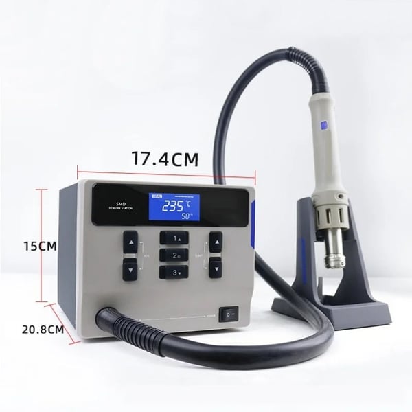 1kW 480°C 130 L/min blyfri BGA-omarbetningsstation med 4 munstycken, auto sömn reparationsavlödningsstation, varmluftspistol