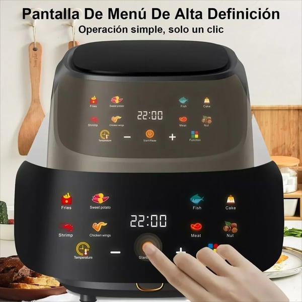 2400W 8L smart airfryer med stor kapacitet, LED-pekskärm, 8 funktioner, 360° exakt uppvärmning, enkel att rengöra