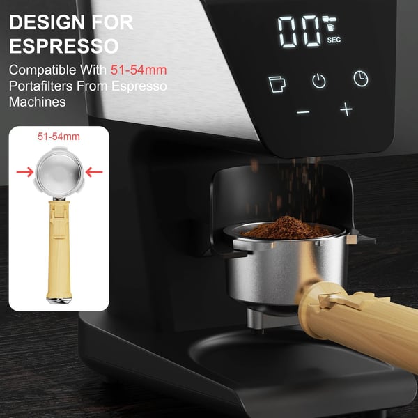 300g elektrisk kaffekvarn med LCD-skärm, 30 precisionsmalningsinställningar, låsbart bönbehållare, lätt att rengöra