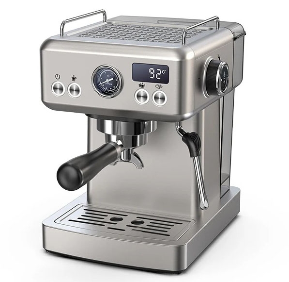 20 bar halvautomatisk espressomaskin med 1,8 L vattentank, varm/kall kaffebryggare med tillbehör, justerbar temperatur