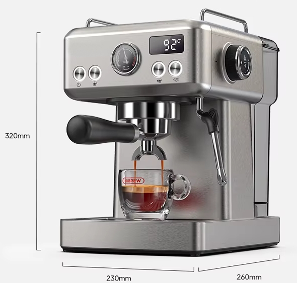 20 bar halvautomatisk espressomaskin med 1,8 L vattentank, varm/kall kaffebryggare med tillbehör, justerbar temperatur