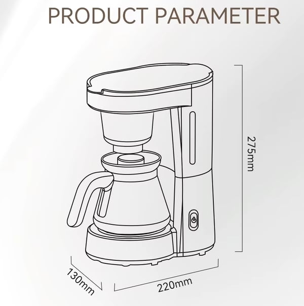 3-i-1 750ml 700W amerikansk droppkaffemaskin, hällkaffebryggare, glas tekanna
