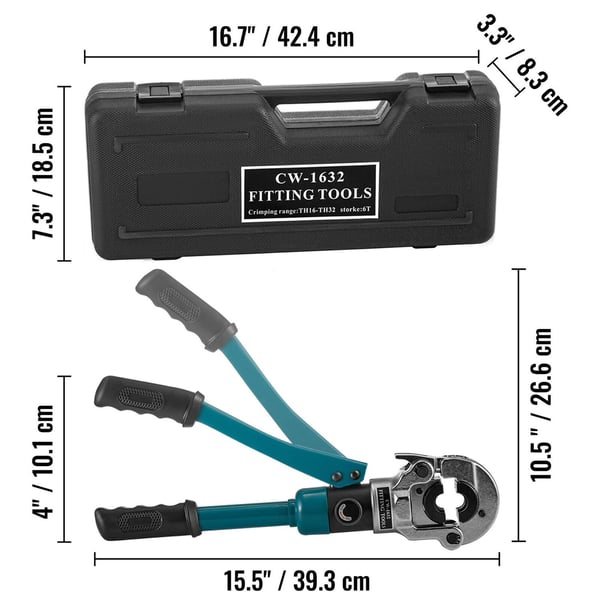8 ton Ø16-32 mm professionellt integrerat TH hydrauliskt pressverktyg med 4 stansar, ergonomiskt handtag, lätt att använda