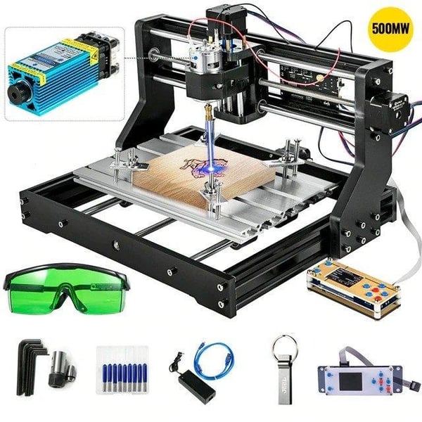 500MW Mini lasergraveringsmaskin, stor arbetsyta, 3-axlig, med offlinekontroll