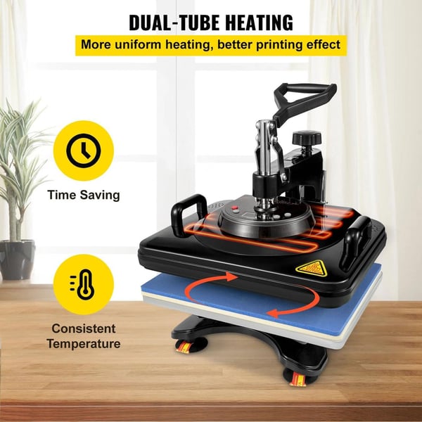 12x15 tum 5 i 1 digital värmepressmaskin, dubbelrörsvärme, lätt att använda