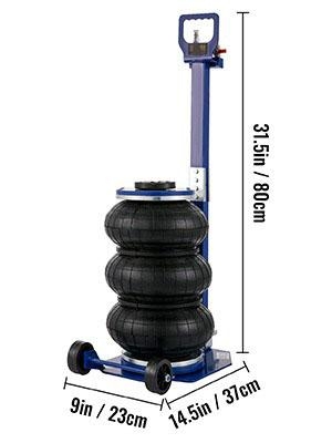 3 ton 150-400mm trippelpåsdesign pneumatisk Domkraft med justerbart handtag, Tung konstruktion, snabb lyft