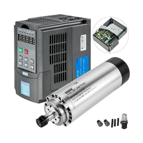 1,5KW 12000-24000rpm luftkyld spindelmotor + 1,5KW VFD-växelriktare, ER11 standardhylsa, dynamisk balansdesign, lågt brus, bred applikation