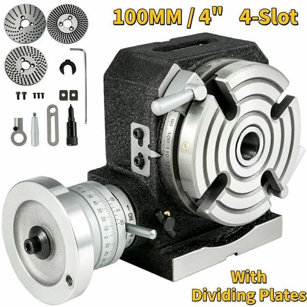 4"/100 MM 4-spår vertikalt och horisontellt roterande bord med Skiljeplattor för fräsmaskin, högkvalitativ gjutning, hög precision