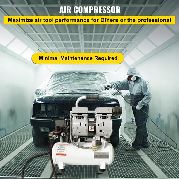25L tank 1HP/750W 8 bar 165 L/min tyst luftkompressor med oljefri pump, högeffektiv ren kopparmotor, bred applikation