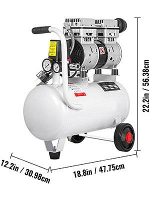 25L tank 1HP/750W 8 bar 165 L/min tyst luftkompressor med oljefri pump, högeffektiv ren kopparmotor, bred applikation
