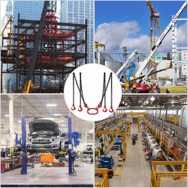 3M x 8mm 5 tons lastkapacitet, kraftig fyrbenslyftkedja, robust konstruktion, självlåsande krok, lätt att använda, bred applikation