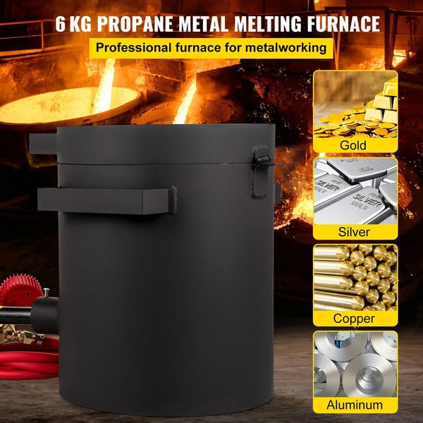 6Kg kopparkapacitet 1350°C professionell propanmetallsmältugn, snabb/effektiv uppvärmning, utmärkt värmeisolering, hög säkerhet, kompletta tillbehör