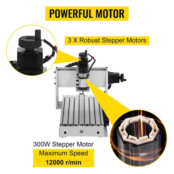 300W 12000RPM 3-axlig CNC-graveringsmaskin med USB-port/ styrkort/offlinekontroll, stort arbetsområde, kraftfull motor, lättinstallerad