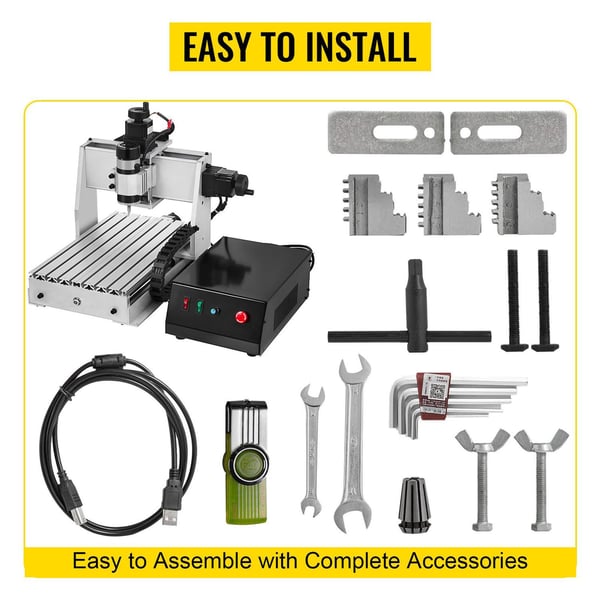 300W 12000RPM 3-axlig CNC-graveringsmaskin med USB-port/ styrkort/offlinekontroll, stort arbetsområde, kraftfull motor, lättinstallerad