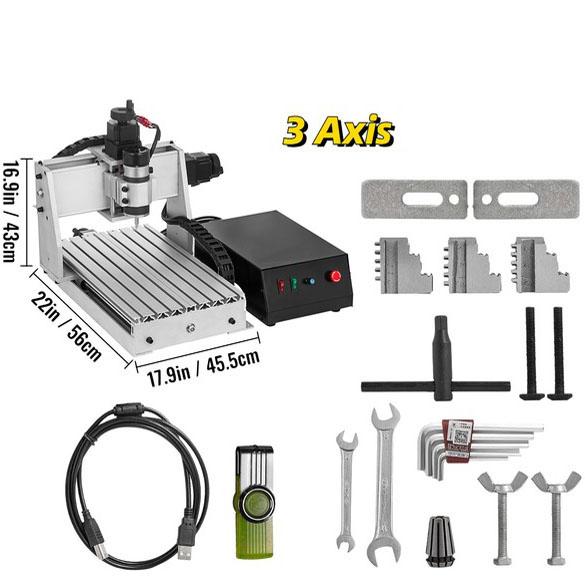 300W 12000RPM 3-axlig CNC-graveringsmaskin med USB-port/ styrkort/offlinekontroll, stort arbetsområde, kraftfull motor, lättinstallerad