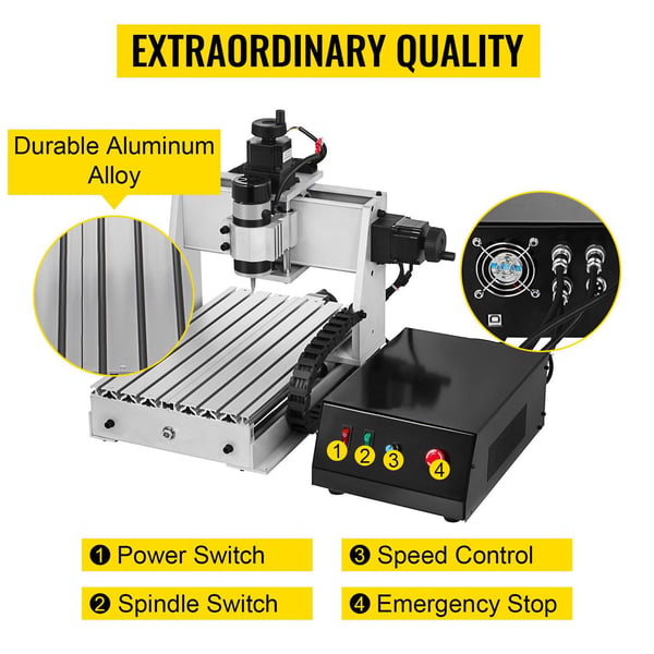 300W 12000RPM 3-axlig CNC-graveringsmaskin med USB-port/ styrkort/offlinekontroll, stort arbetsområde, kraftfull motor, lättinstallerad