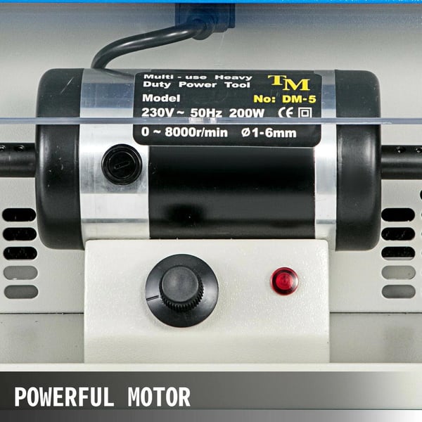 200W 0-8000RPM justerbar smyckespolermaskin med belysning/dammsamlare, stark kraft, lågt ljud, snabb värmeavledning