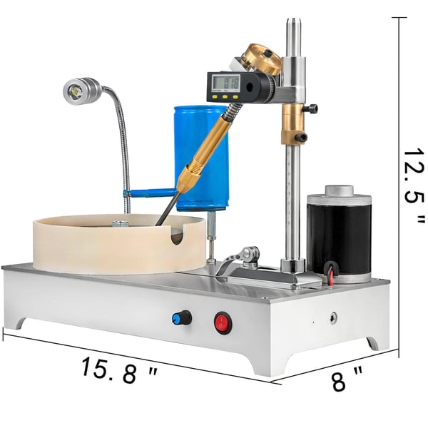 120W 0-1800RPM justerbar ädelstens facetteringsmaskin med digital skärm,ljus,vattentank, manipulator/lyft design, genomtänkta detaljer