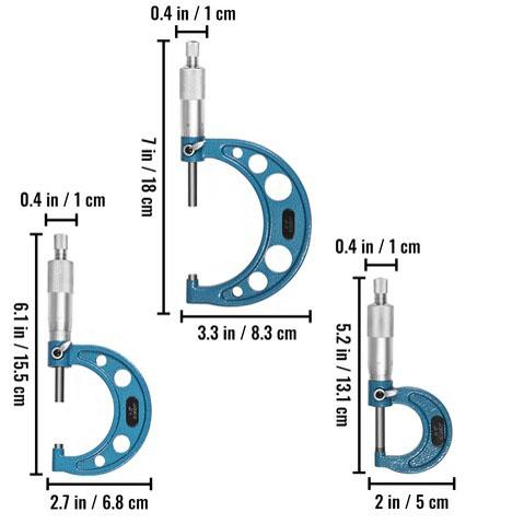 3st 0-3" 0,0001" noggrannhet professionell yttre mikrometersats med kalibreringsstandarder, slitstarkt material, lätt att använda, bred applikation