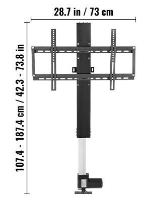 32"/800mm slaglängd 42.3-73.8" höjdjusterbar 132lbs last Elektrisk TV-lyftfäste med dubbel kontroll, hög kompatibilitet, lätt att installera