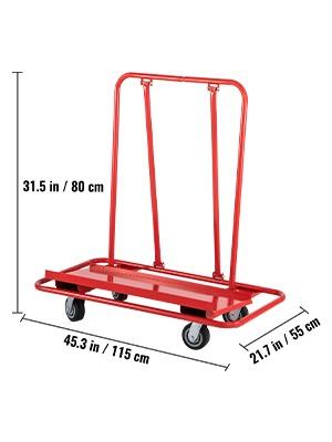 1 ton lastkapacitet gipsvagn med 115×55cm slutande och öppet däck, avtagbar design, säker och stabil, lätt att använda