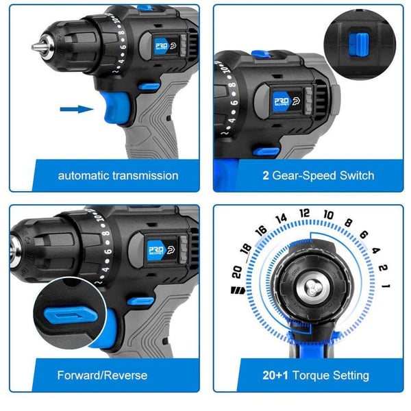 20V handhållen borstlös elektrisk borrmaskin, 45NM sladdlös borrmaskin, elektrisk skruvmejsel