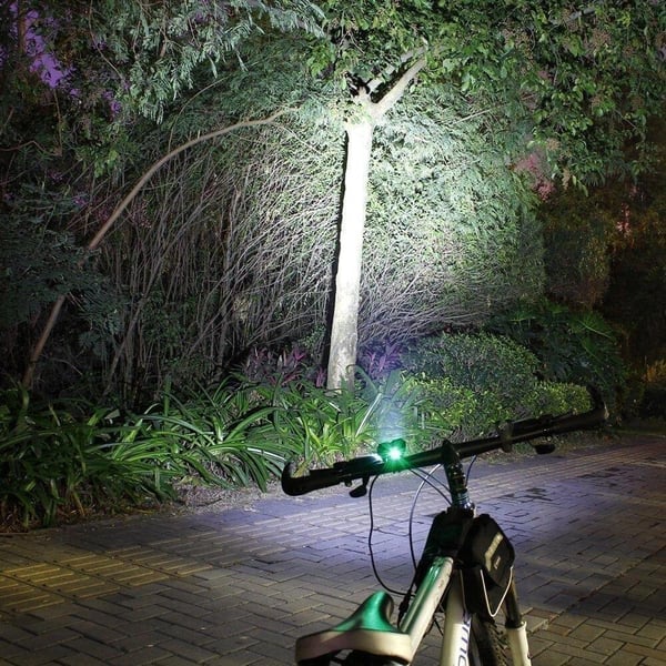 5000 lumen 3xLED vattentät laddningsbar främre cykelstrålkastare med cykelbakljus, 4 lägen, 50-100m synligt avstånd