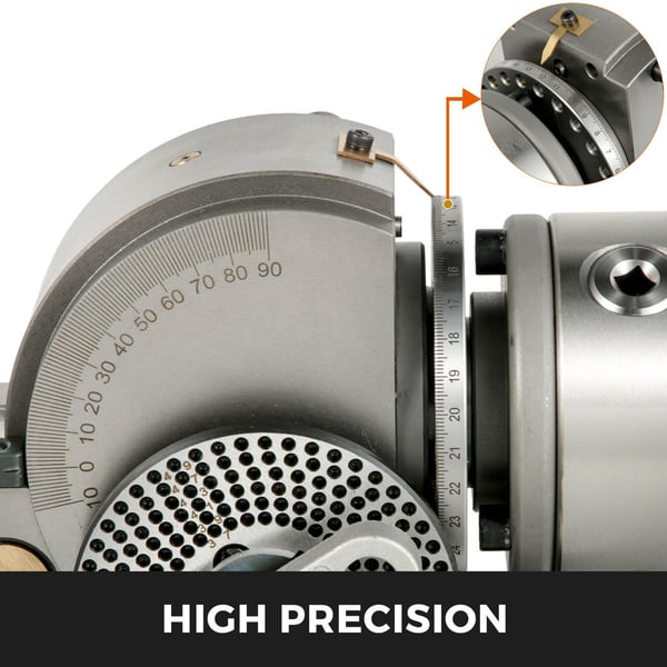 6"/160 mm 1:40 semi-universellt fräsmaskin indexeringshuvud med ändstock och chuck, justerbar vinkel, hög precision, slitstark