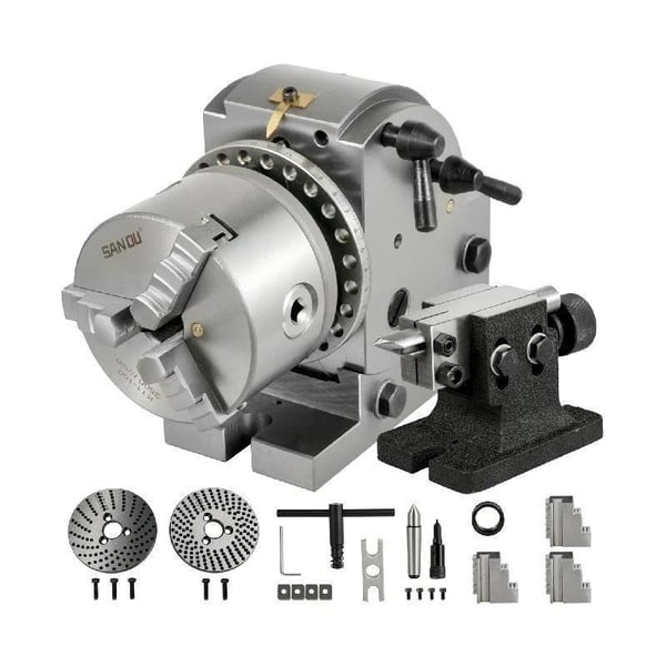 6"/160 mm 1:40 semi-universellt fräsmaskin indexeringshuvud med ändstock och chuck, justerbar vinkel, hög precision, slitstark 6"/160 mm 1:40 semi-universellt fräsmaskin indexeringshuvud med ändstock och chuck, justerbar vinkel, hög precision, slitstark
