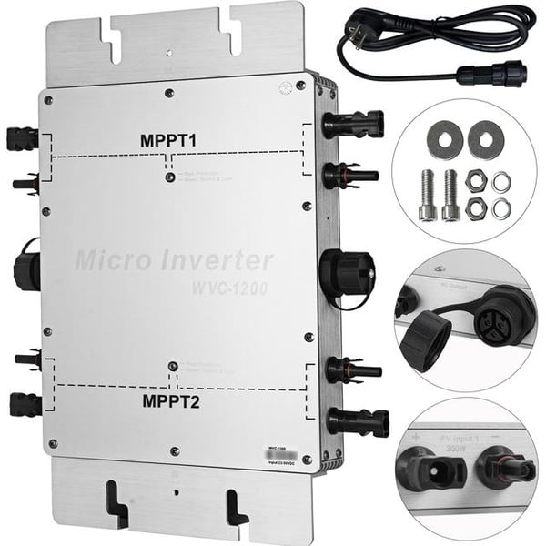1200W 220V MPPT solnätsansluten mikroväxelriktare, högautomatiserad, effektiv överföring, digital kontroll, lättanvänd