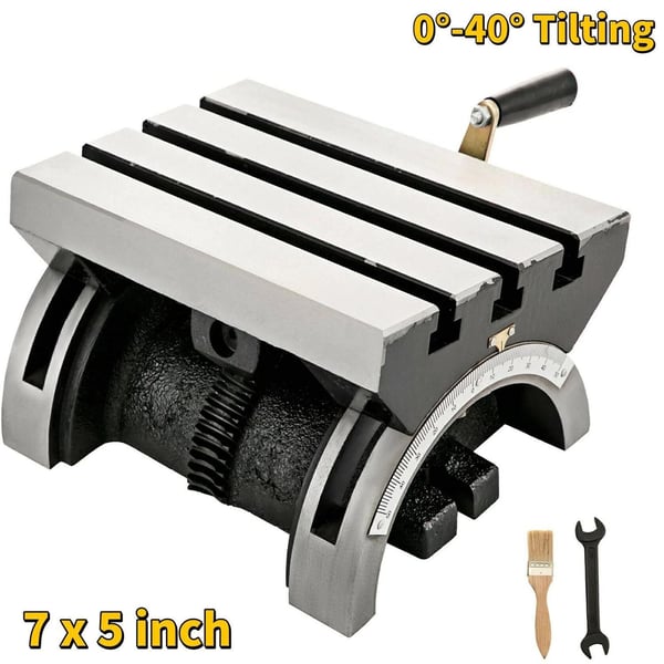 7 x 5" 0-40° justerbar lutande fräsmaskin med exakt skala, med 3 T-spår och vev