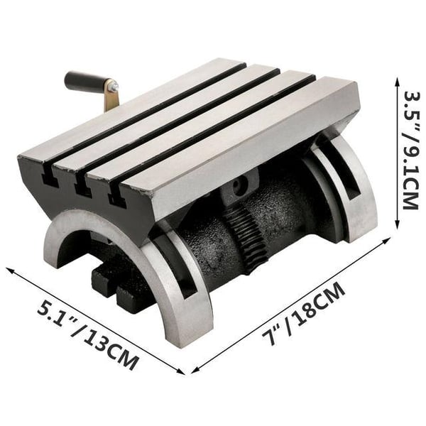 7 x 5" 0-40° justerbar lutande fräsmaskin med exakt skala, med 3 T-spår och vev