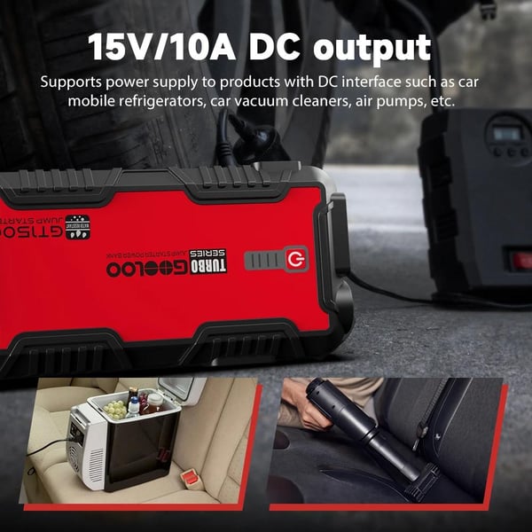 15000mAh 1500A 12V bilnödströmförsörjning, fordon hoppstartare, stöder 12V/8.0L bensinfordon/6.0L dieselfordon, snabbstart vid -20°C