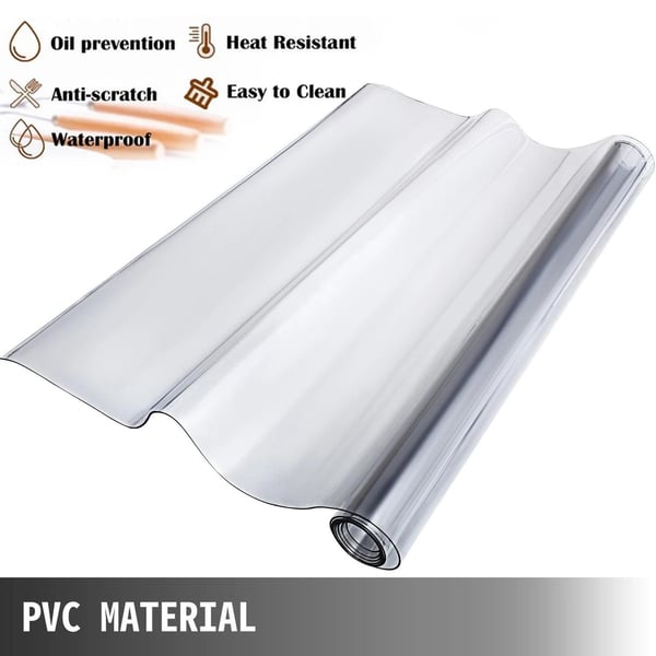 107 x 203 cm 2 mm tjocklek PVC klar bordsduk, vattentät och oljesäker, lätt att rengöra
