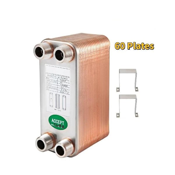 60 plattor lödd plattvärmeväxlare med dedikerad 1/2" BSP FPT-port, hög termisk effektivitet, låg energiförbrukning, bred applikation